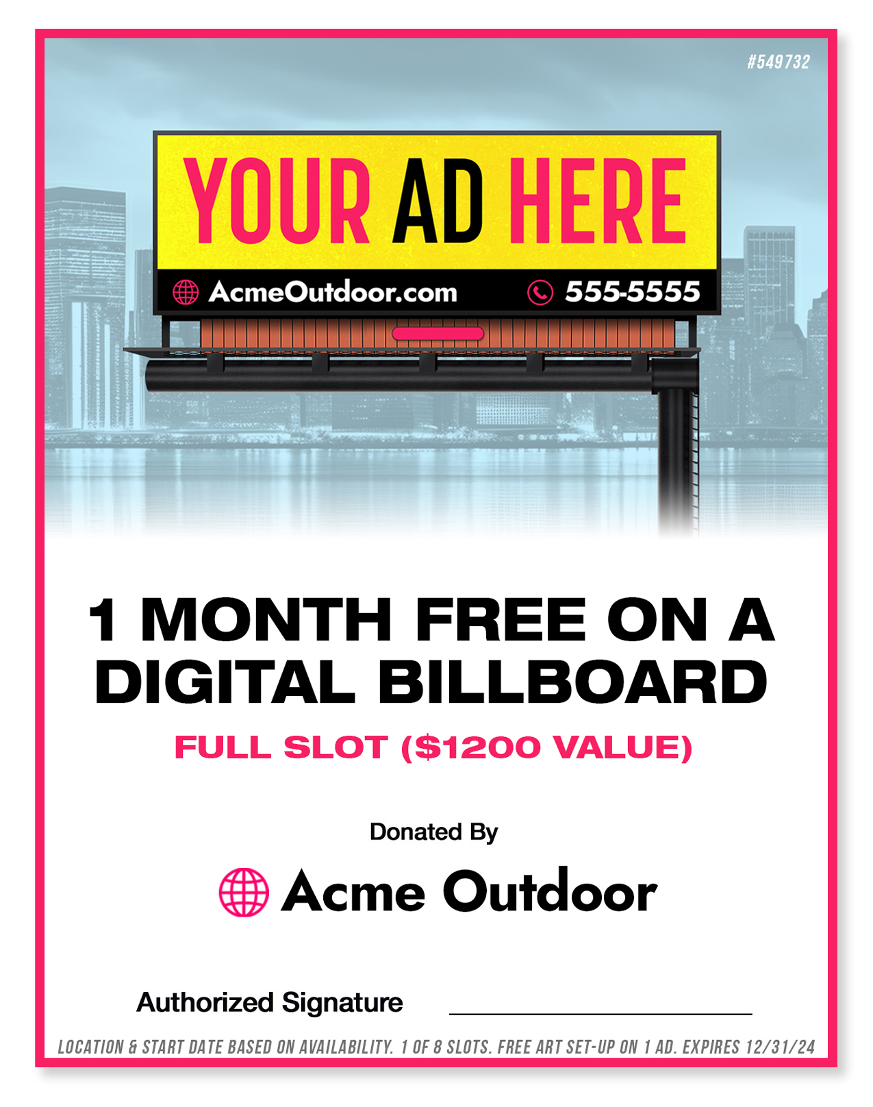 Billboard Coupon Gift Certificate