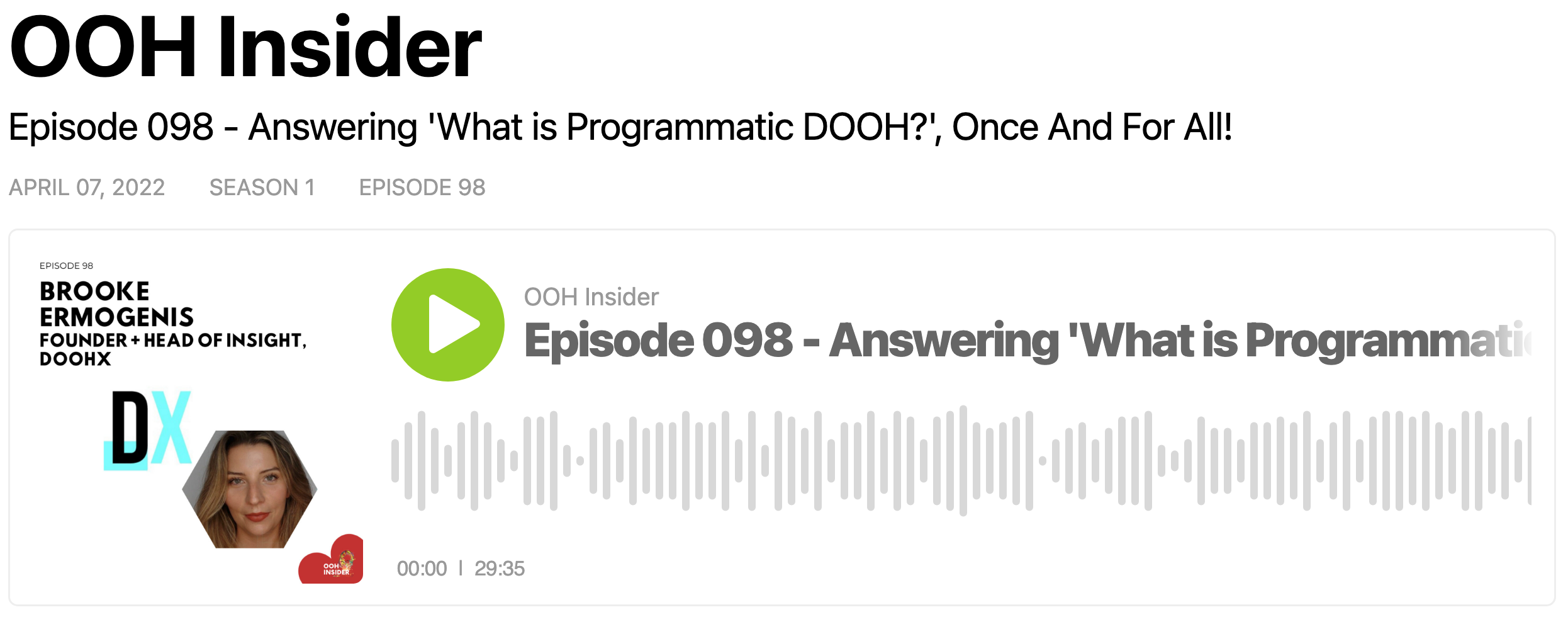 OOH Insider Podcast Episode 098