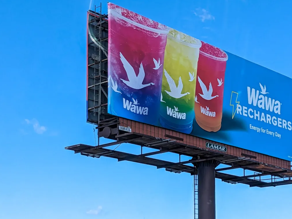 Billboard for Wawa along I-95 in Philadelphia. (Ella Lathan for Billy Penn)