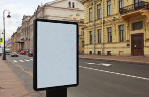 Blank billboard at city street